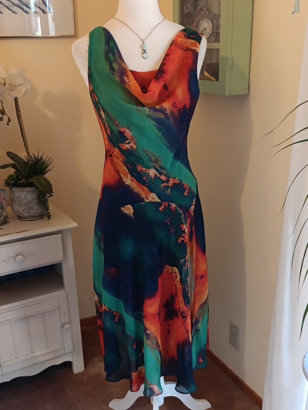 Signature By Robbie Bee Sleeveless Multicolor Cowl Neck Maxi Dress